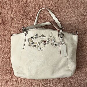 Coach Cream Butterfly Embellished Satchel